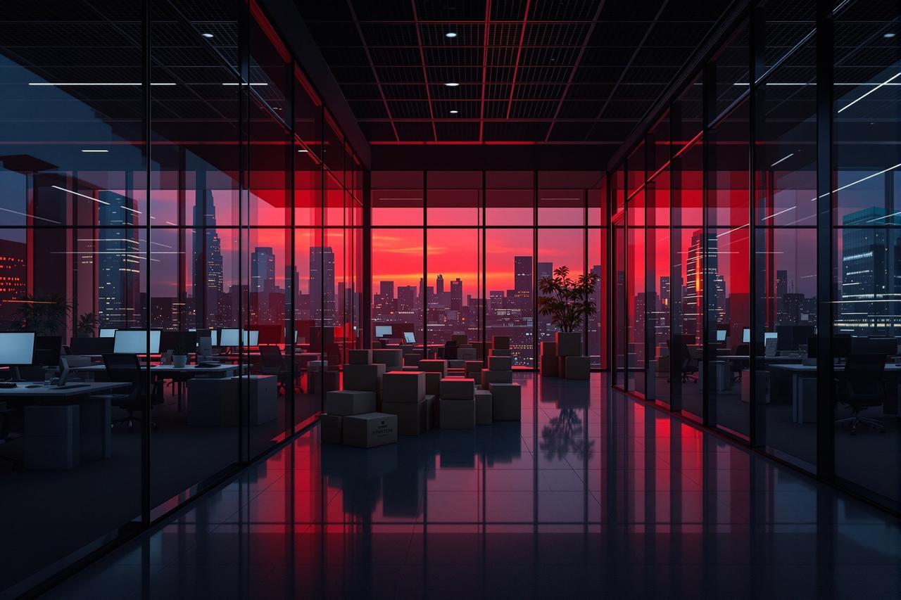 网吃瓜社会聚焦：互联网公司大规模裁员内部办公场景图